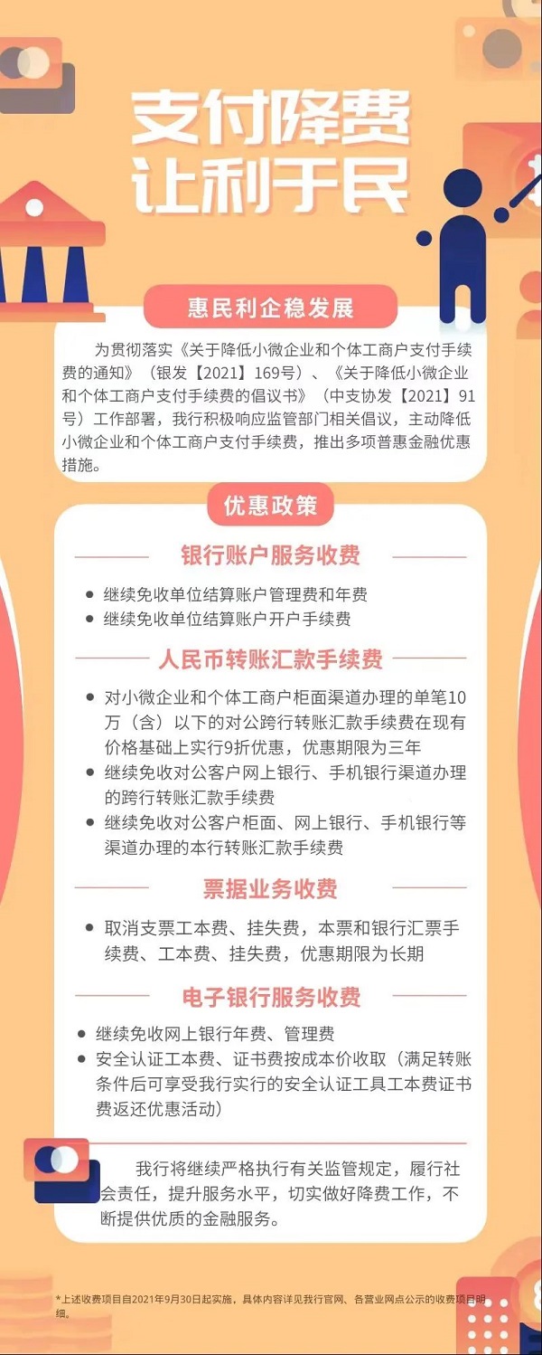 支付降费 让利于民